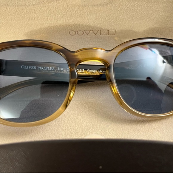 OLIVER PEOPLES SHELDRAKE Sun MSRP$492 Canarywood/Cobalto Robert Downey Jr. Fav